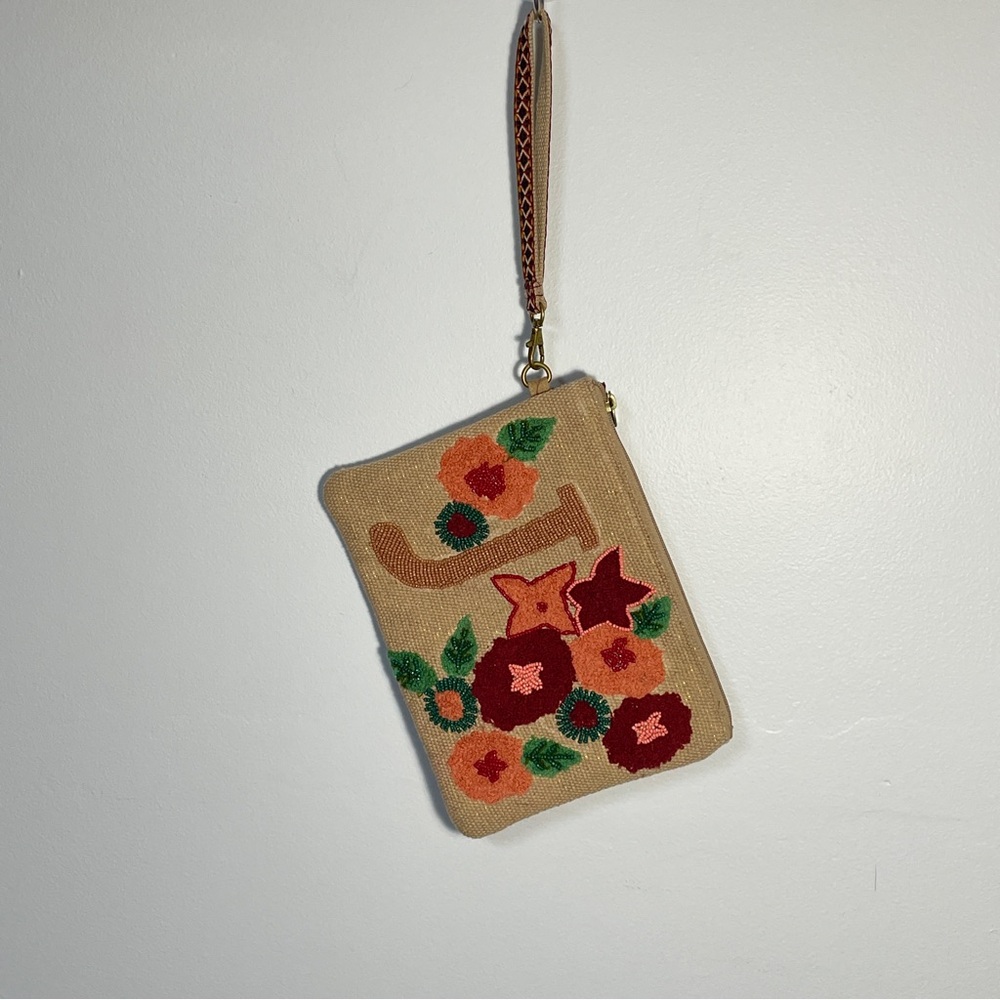 America & Beyond "J" Personalized‎ Initial Embellished Wristlet Pouch